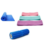 Σετ Γυμναστικής με 3 Λάστιχα Αντίστασης, Yoga Roller & Στρώμα Yoga Mat