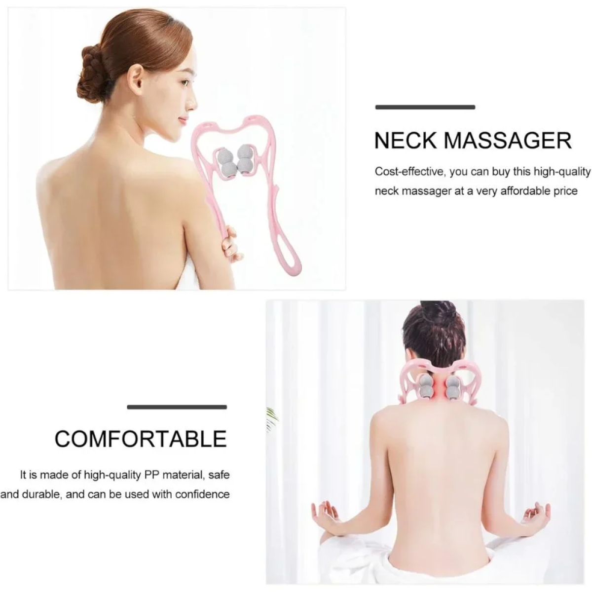 Συσκευή Μασάζ Αυχένα και Λαιμού Roller Massage Stick Ροζ