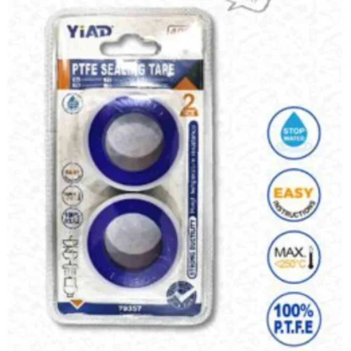 Ταινία Στεγανοποίησης Σπειρωμάτων 2τμχ PTFE 10m 12mm Yiad 79357