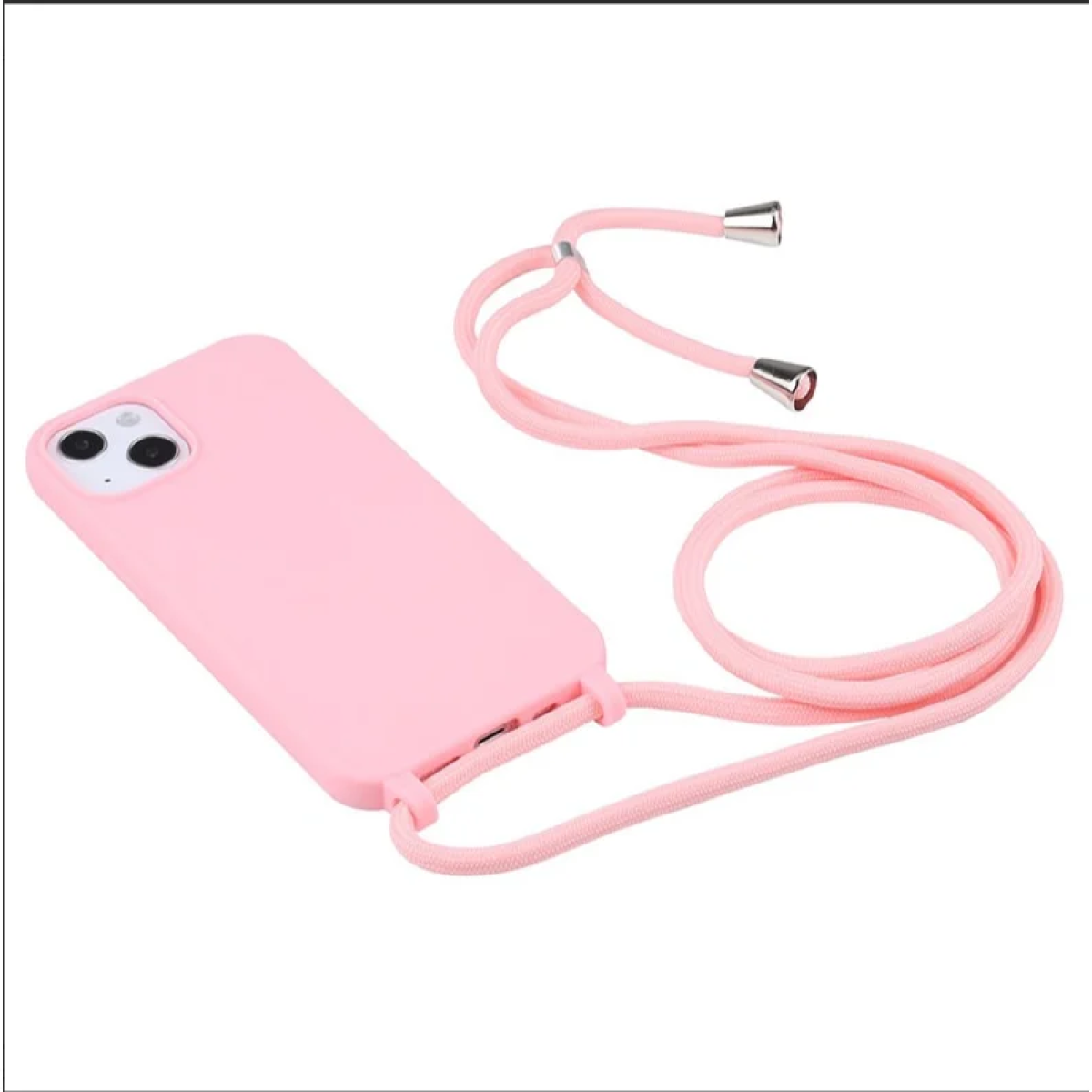 Θήκη Σιλικόνης LANYARD με Κορδόνι για iPhone 16 Ροζ