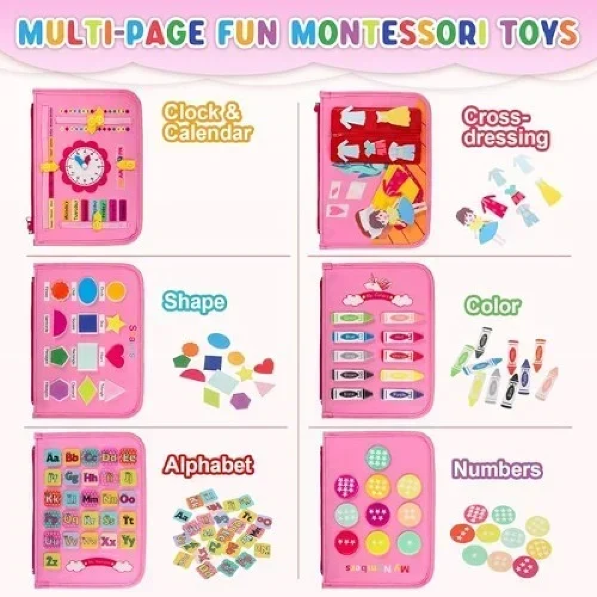 Τσάντα Montessori Busy Board Πίνακας δραστηριοτήτων - Ροζ