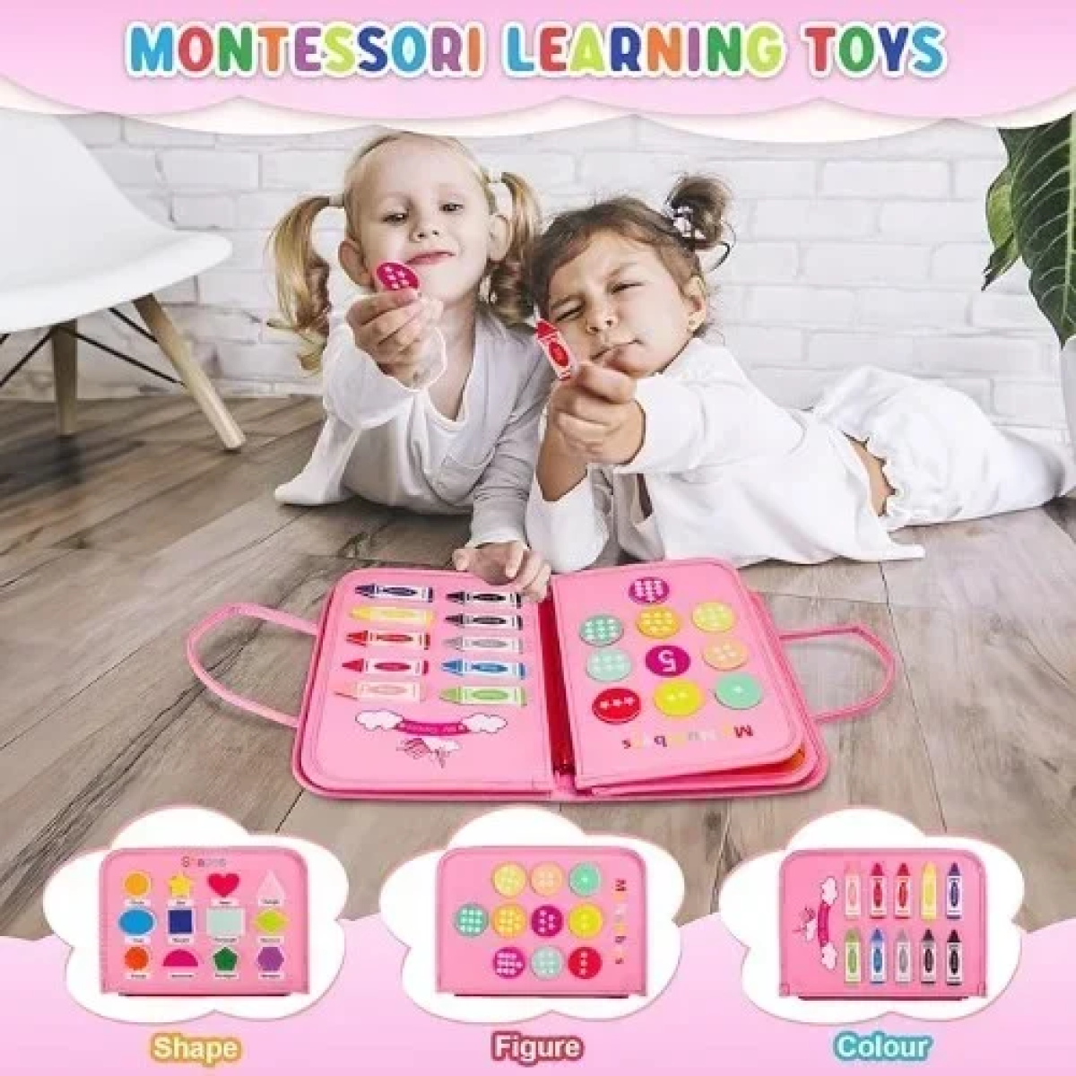 Τσάντα Montessori Busy Board Πίνακας δραστηριοτήτων - Ροζ