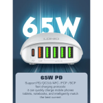 Βάση φόρτισης με 5 θύρες USB-A & θύρα USB-C 65W Ldnio A6573C - λευκή - Image 3