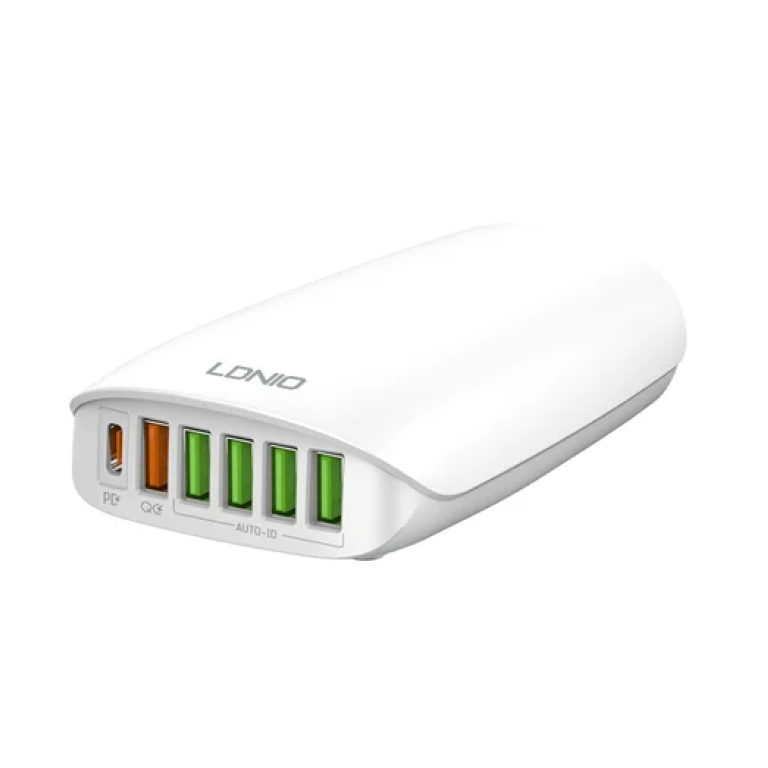 Βάση φόρτισης με 5 θύρες USB-A & θύρα USB-C 65W Ldnio A6573C - λευκή