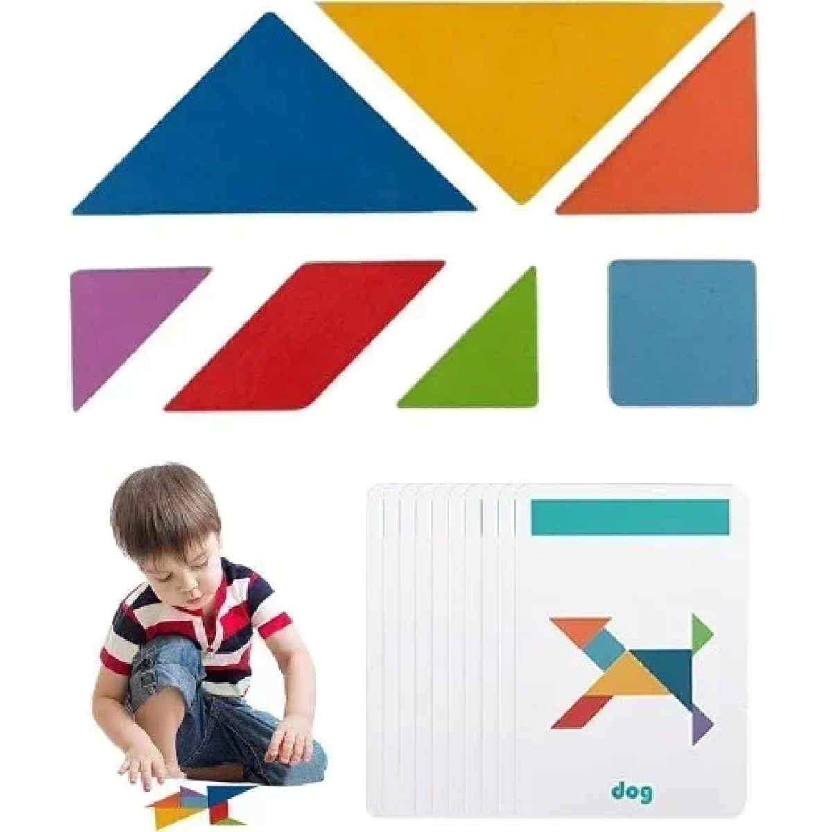 Ξύλινο Εκπαιδευτικό Παιχνίδι Παζλ Tangram Montessori
