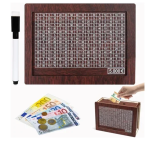 Ξύλινος κουμπαράς αποταμίευσης έως 5000 ευρώ με ειδικό μαρκαδόρο σημειώσεων - καφέ