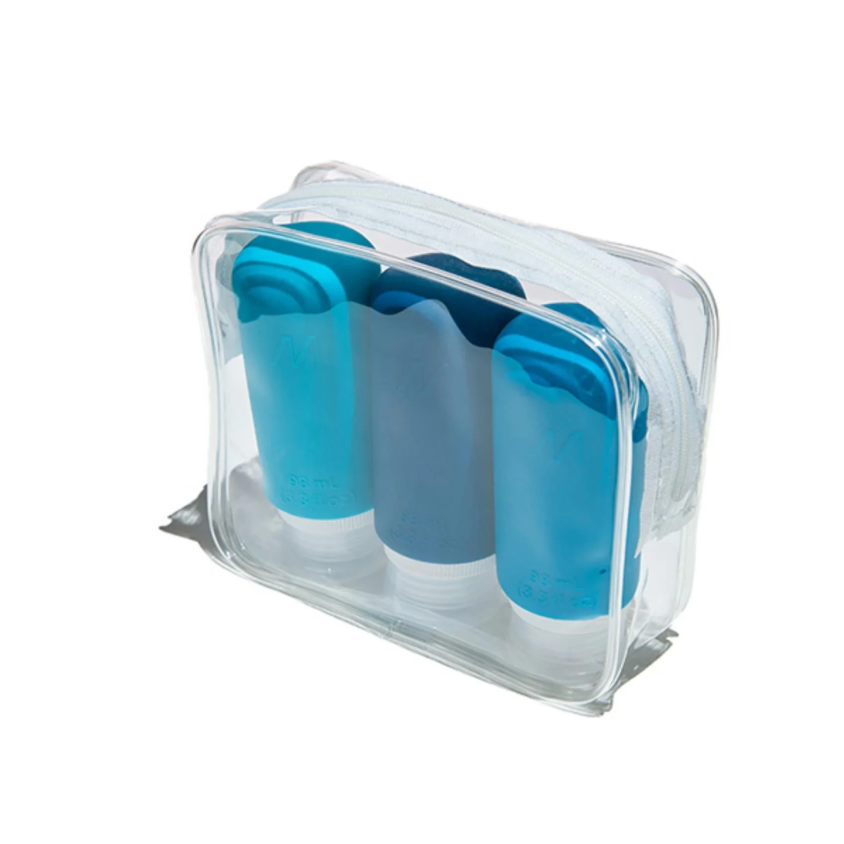 Muitomas Σετ Μπουκαλάκια Ταξιδίου 98ml 3τμχ σε Μπλε Αποχρώσεις με Διάφανη Θήκη Μεταφοράς TRBOTTLES3BL - Image 3