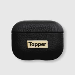 Tapper Θήκη για AirPods Pro Δερμάτινη με Επίχρυση Λεπτομέρεια Μαύρο 1863