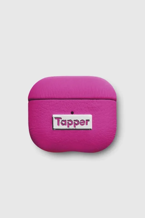 Tapper Θήκη για AirPods Gen 3 Δερμάτινη με Ασημί Λεπτομέρεια Ροζ 1876