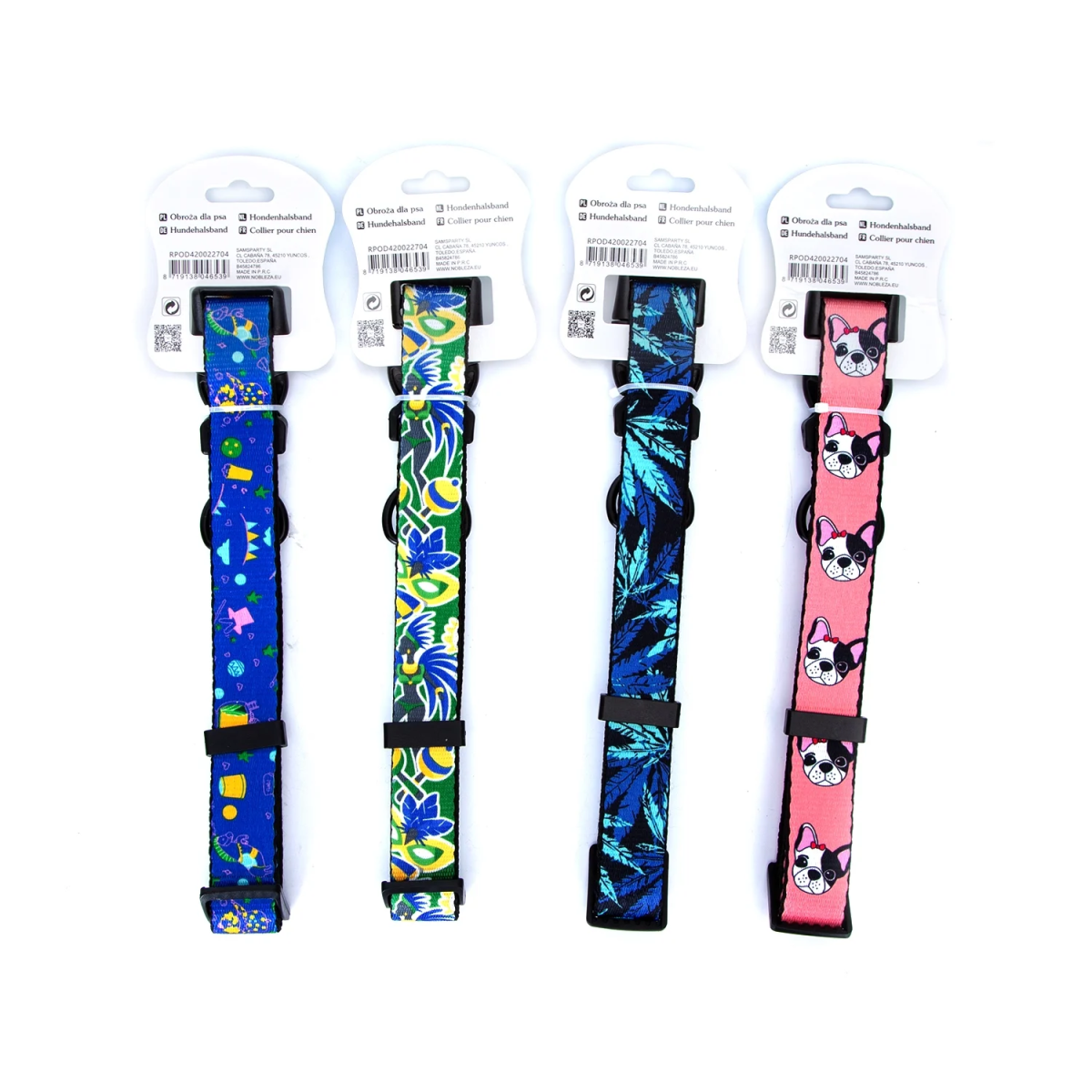 Περιλαίμιο για Σκύλους με Σχέδιο Tropical W2.5*L40-60cm Large Μπλέ