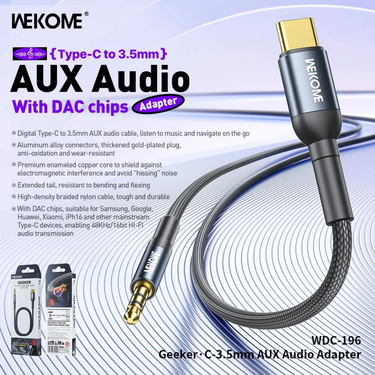 Αντάπτορας Ήχου Type-C σε 3.5mm Jack WDC-196