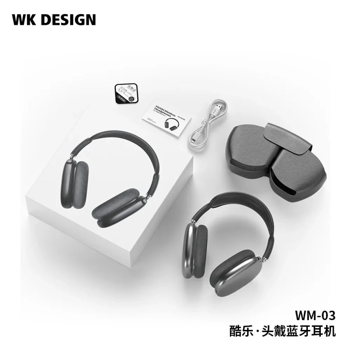 Ασύρματα Over-ear Ακουστικά Κεφαλής Bluetooth WM-03 Μαύρο