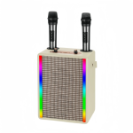 Ασύρματο Φορητό Ηχείο Bluetooth Karaoke με 2 Μικρόφωνα M2003 Mπεζ