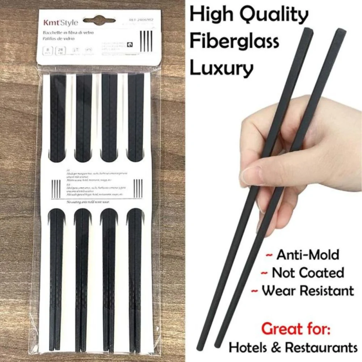 Chopsticks Φαγητού σε Μαύρο Χρώμα - 4 ζευγ.