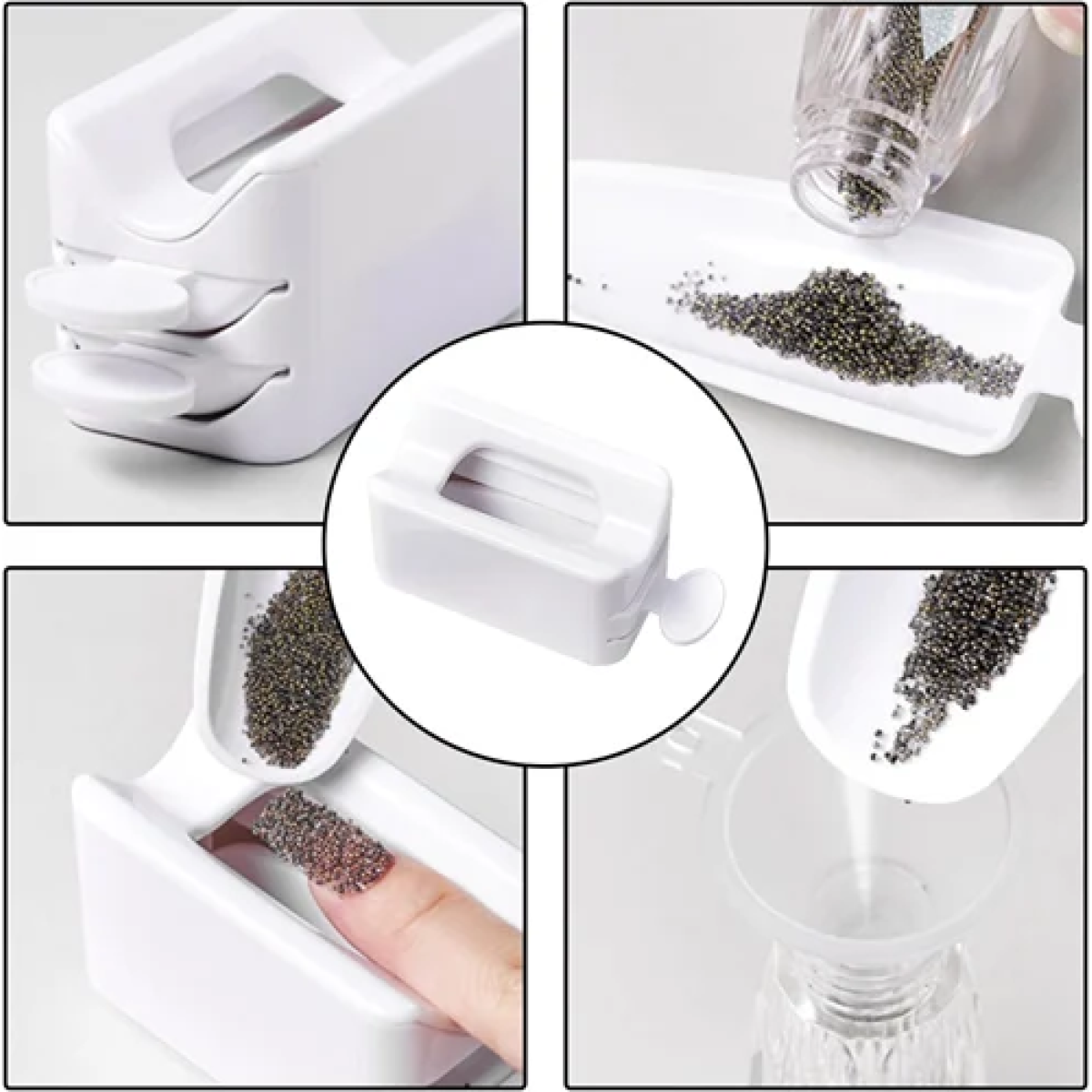 Δοχείο ανακύκλωσης σκόνης νυχιών με χωνί - λευκό - Image 2