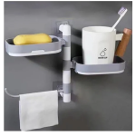 Επιτοίχια ραφιέρα μπάνιου Rotary Drawer Type Soap Box λευκό/γκρι