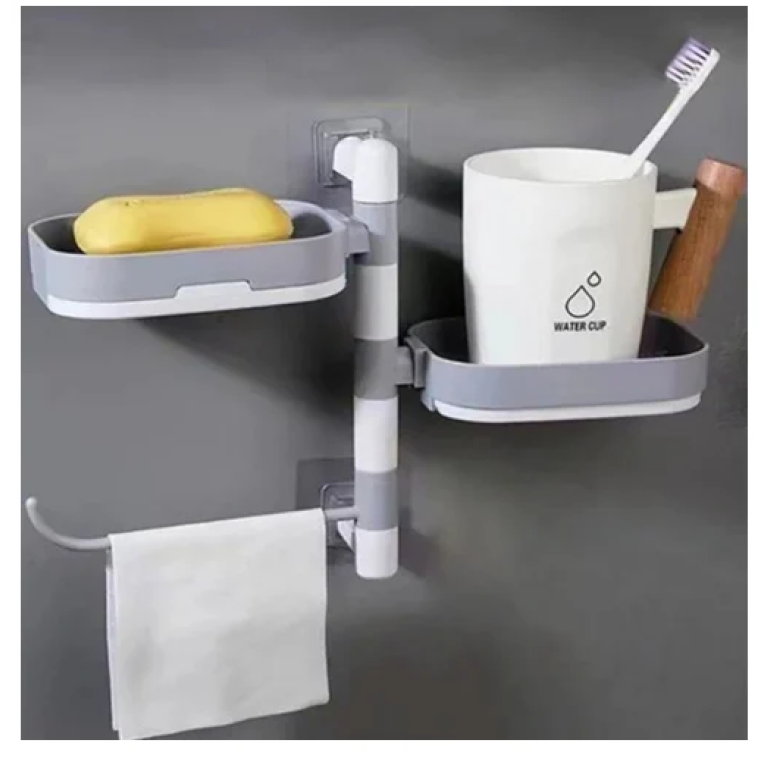 Επιτοίχια ραφιέρα μπάνιου Rotary Drawer Type Soap Box λευκό/γκρι