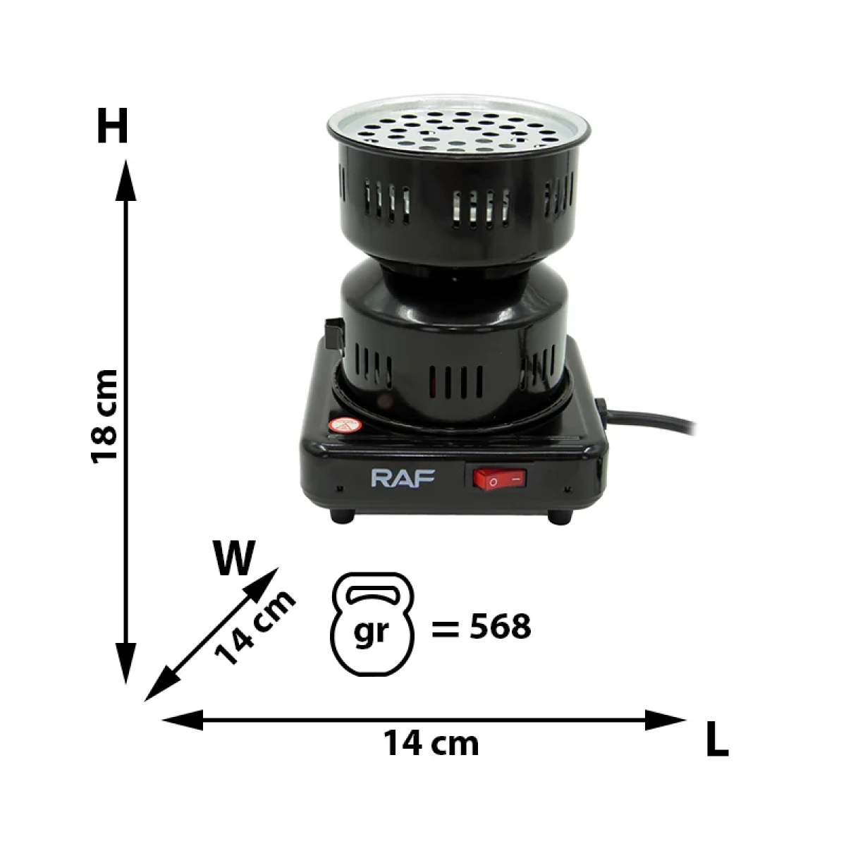 Επιτραπέζια Κουζίνα Carbon 450W & για Ναργιλέ Raf R.8036