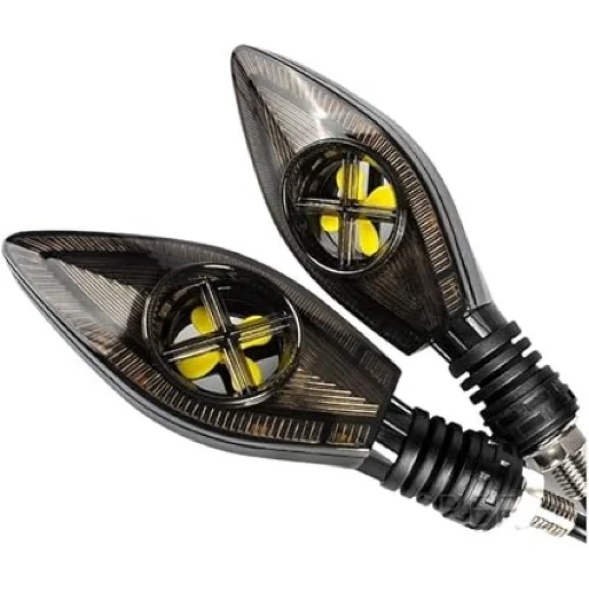 Φλας Μοτοσυκλέτας 2 τμχ Super Bright Led 12V με ανεμιστήρα ψύξης DRL Kίτρινο/Μπλε