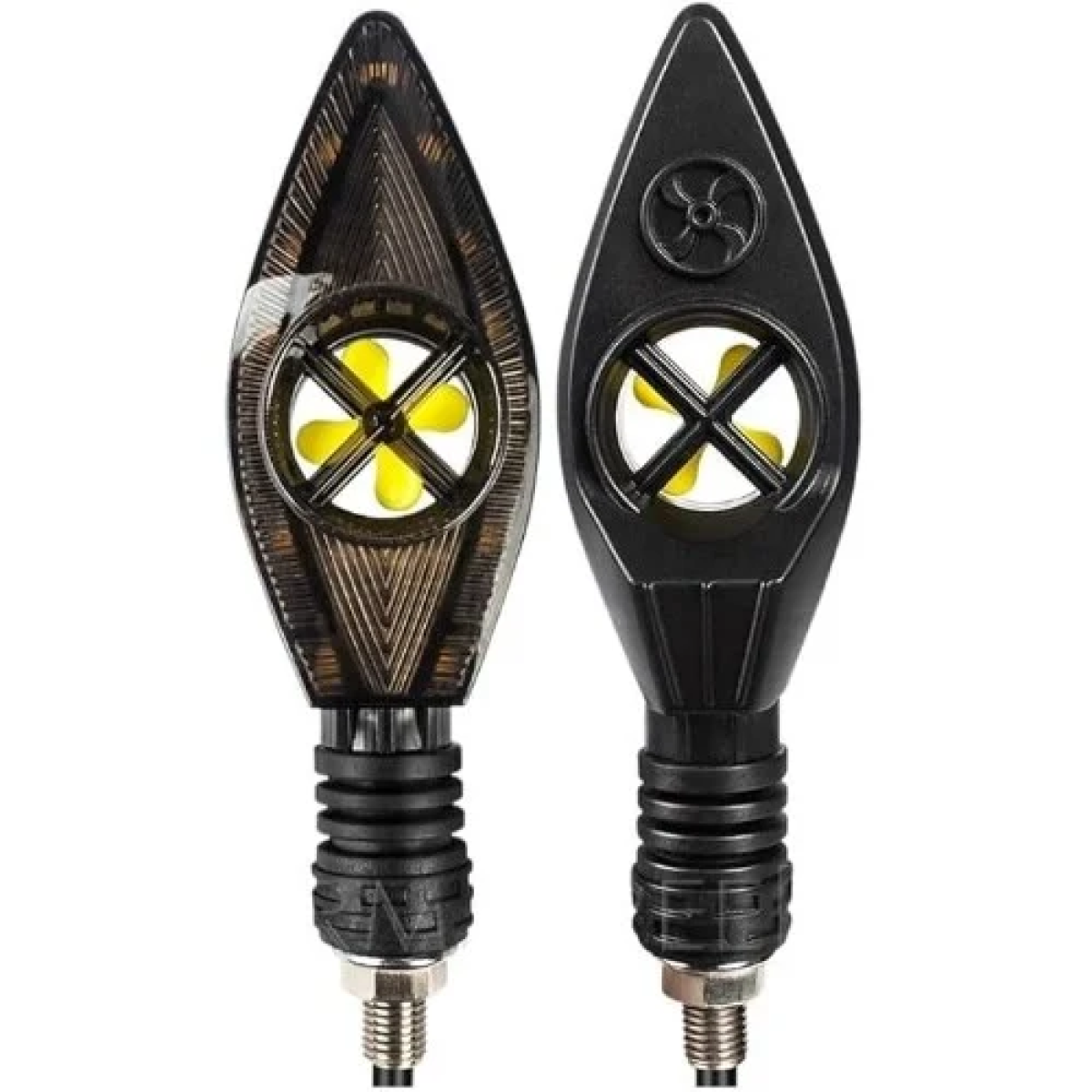 Φλας Μοτοσυκλέτας 2 τμχ Super Bright Led 12V με ανεμιστήρα ψύξης DRL Kίτρινο/Μπλε