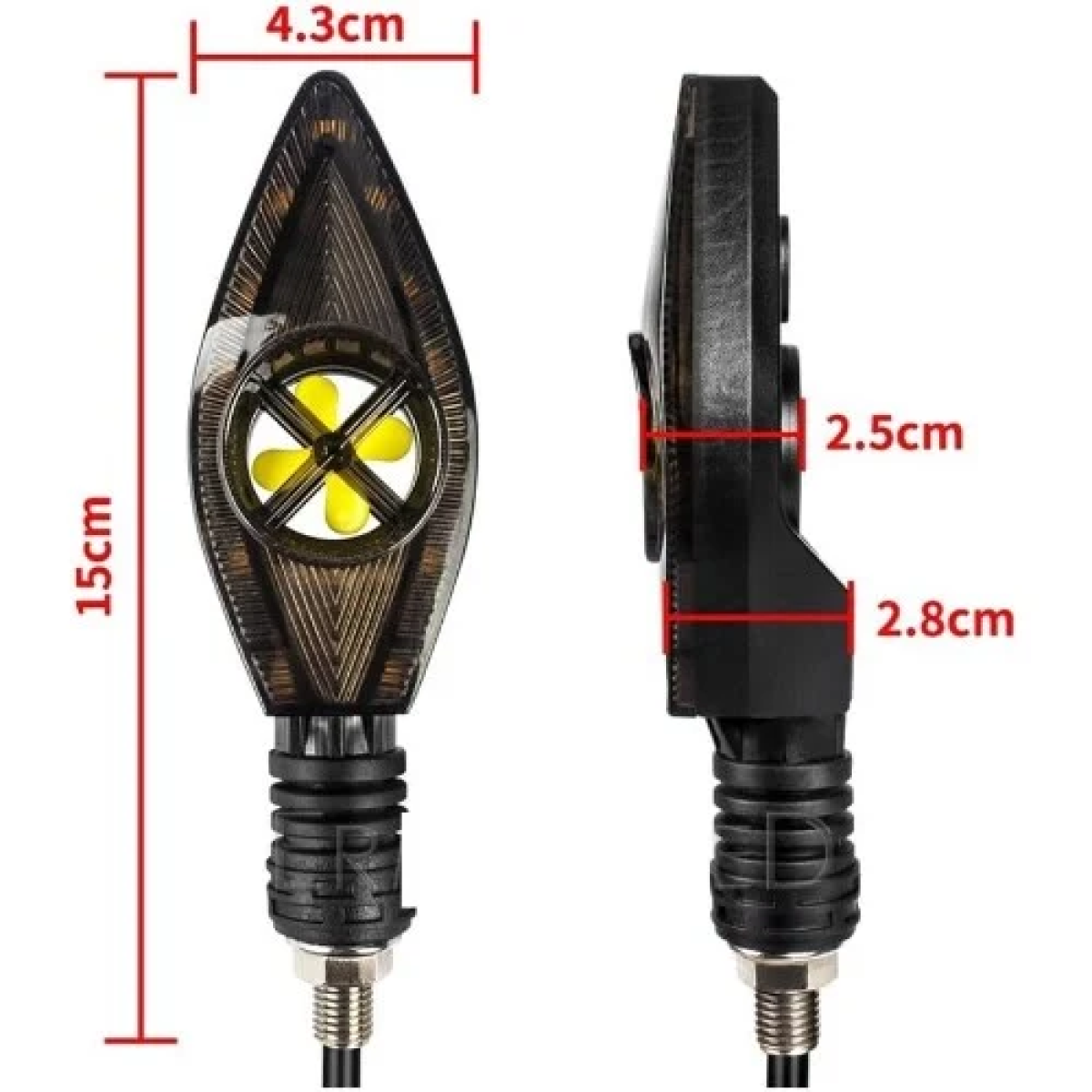 Φλας Μοτοσυκλέτας 2 τμχ Super Bright Led 12V με ανεμιστήρα ψύξης DRL Kίτρινο/Μπλε