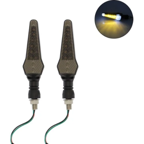 Φλας Μοτοσυκλέτας Universal 10 smd LED πορτοκαλί και λευκό Σετ 2 τμχ