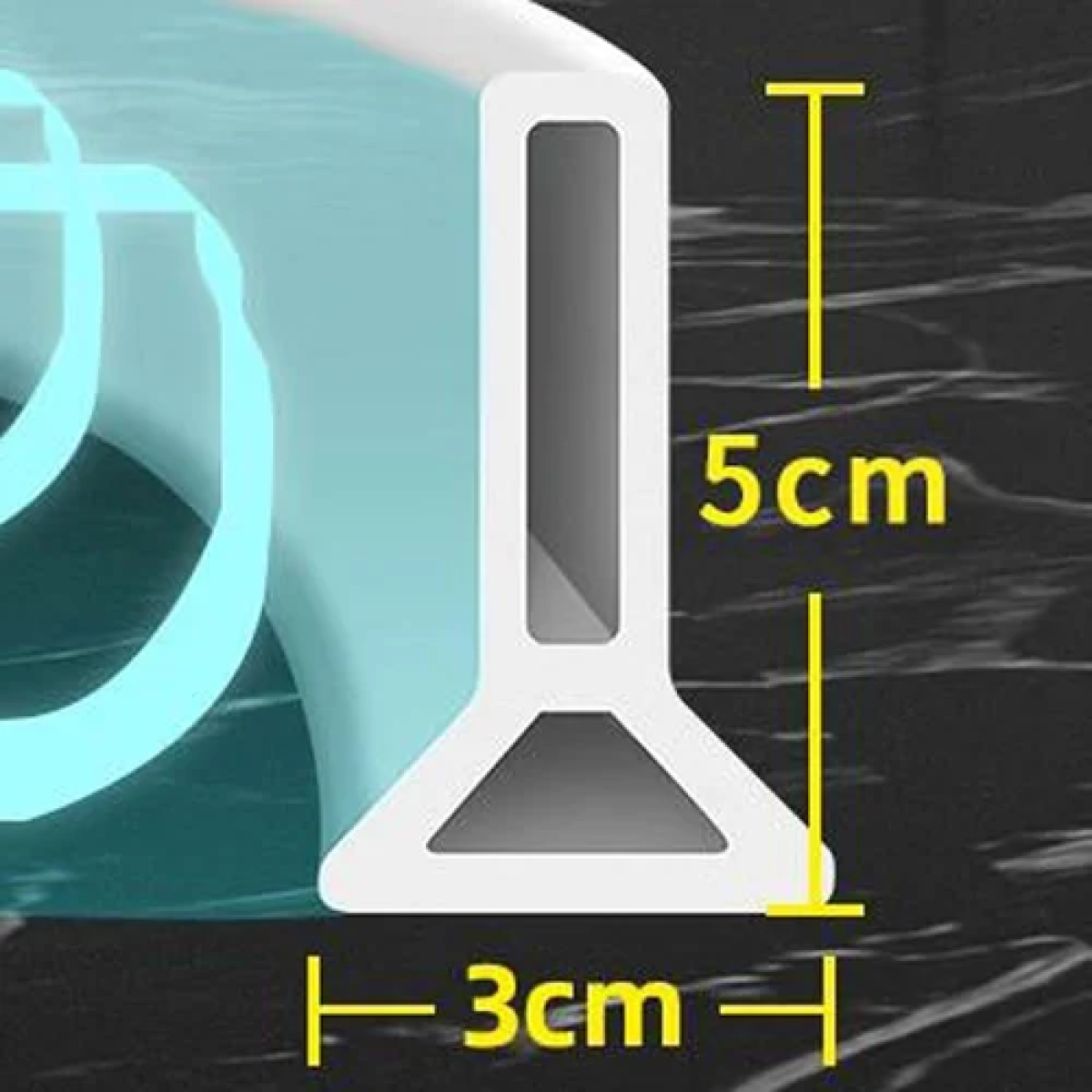 Φράγμα ντους σιλικόνης 5x3cm - λευκό - Image 3