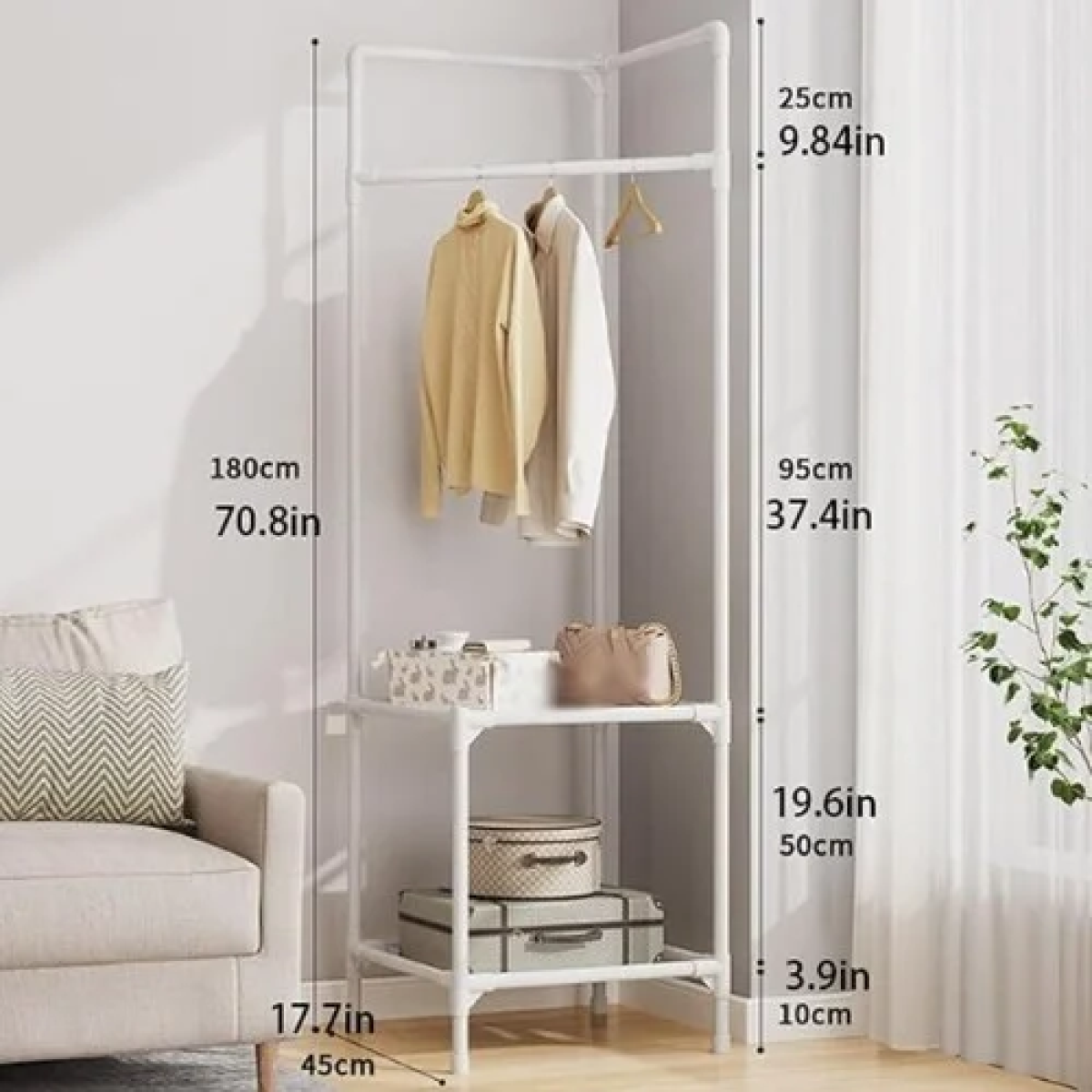 Γωνιακή Παπουτσοθήκη - Ραφιέρα Με 2 Ράφια 180x45cm Λευκή TW-666
