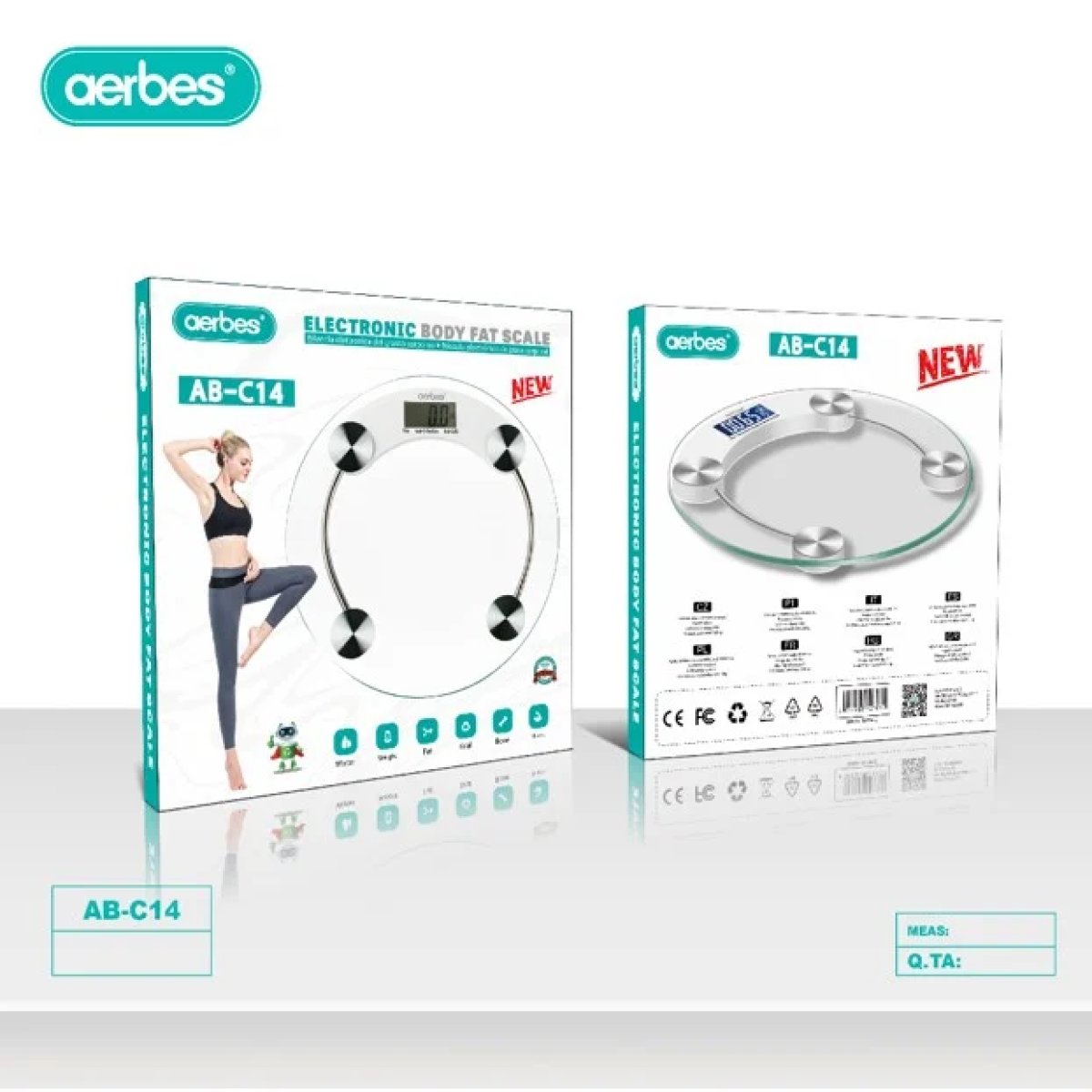 Γυάλινη Ψηφιακή Ζυγαριά Bluetooth Μπάνιου έως 180kg Aerbes AB-C14