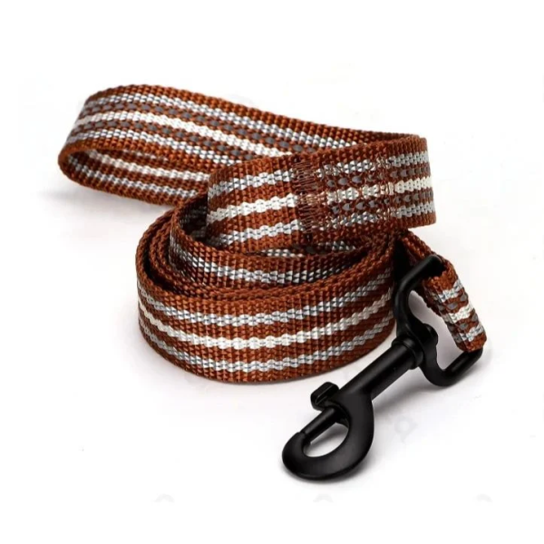 Ανακλαστικός Οδηγός για Σκύλους με Σχέδιο Stripes W2,5*L120cm Large Καφέ