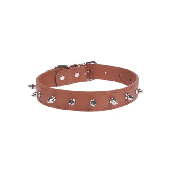 Δερμάτινο PU Περιλαίμιο με Καρφιά για Σκύλους W1.5*L24-33cm XSmall Κάφε