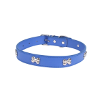 Δερμάτινο PU Περιλαίμιο με Μεταλλικό Κόκκαλο για Σκύλους W2*L34-43cm Medium Μπλέ