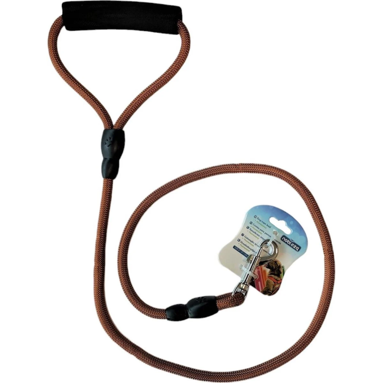 Λουρί Κοντό με Λαβή Αφρού για Σκύλους D1.4*L60cm XLarge Καφέ