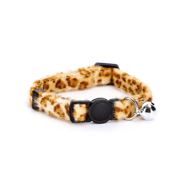 Περιλαίμιο με Καμπανάκι και Animal Print Cheetah για Γάτες W1.0*L20-30cm