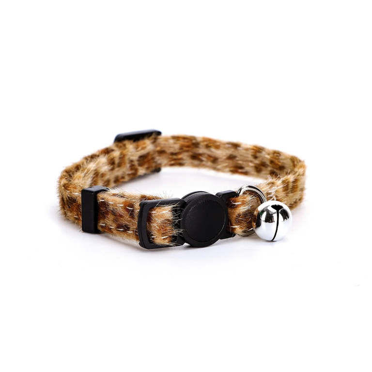 Περιλαίμιο με Καμπανάκι και Animal Print Leopard για Γάτες W1.0*L20-30cm