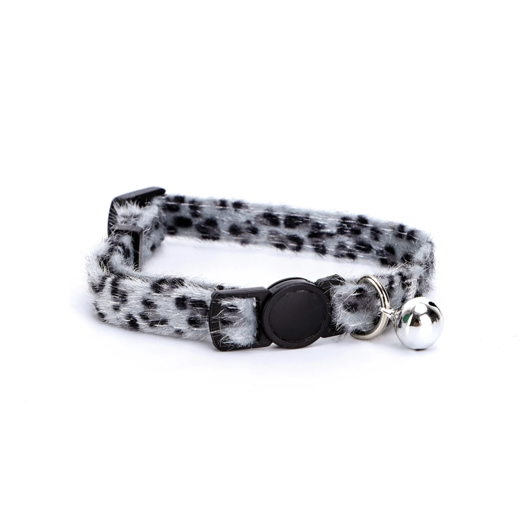 Περιλαίμιο με Καμπανάκι και Animal Print Snow Leopard για Γάτες W1.0*L20-30cm