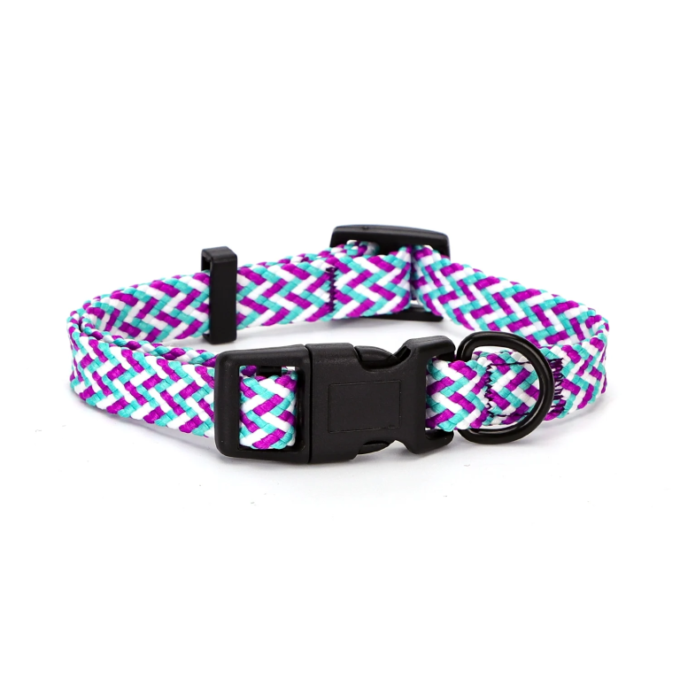 Πλεκτό Περιλαίμιο για Σκύλους W1.0*L20-30cm Small Τιρκουάζ/Μώβ-/Άσπρο
