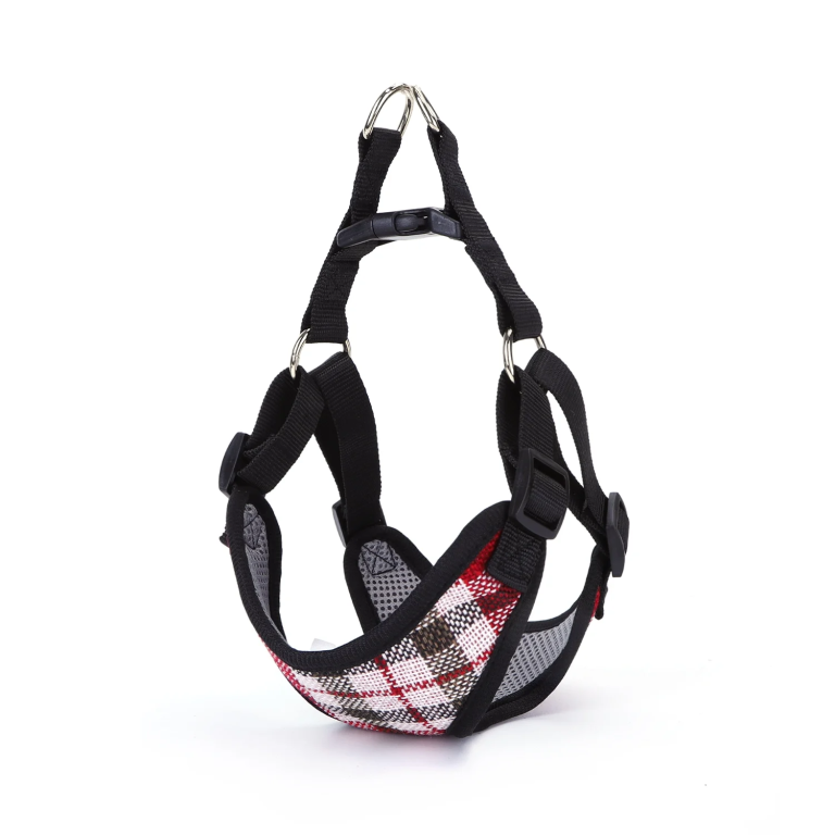 Σαμαράκι για Σκύλους με Σχέδιο Καρό Neck 43-50*Chest 45-60cm Small Κόκκινο