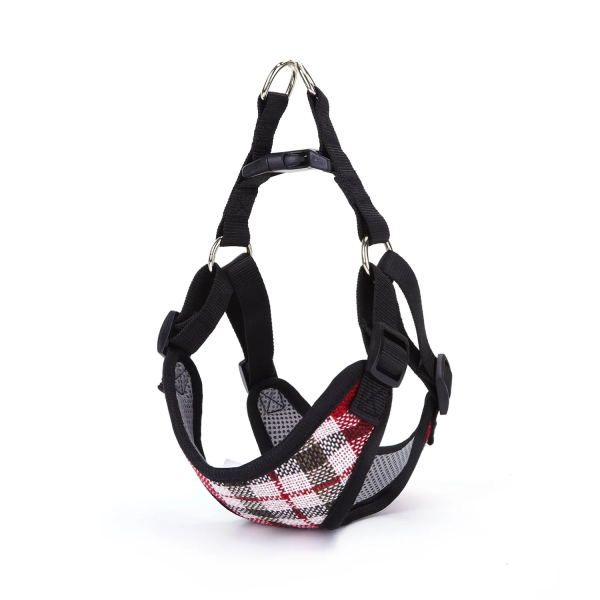 Σαμαράκι για Σκύλους με Σχέδιο Καρό Neck 48-53*Chest 50-65cm Medium Κόκκινο