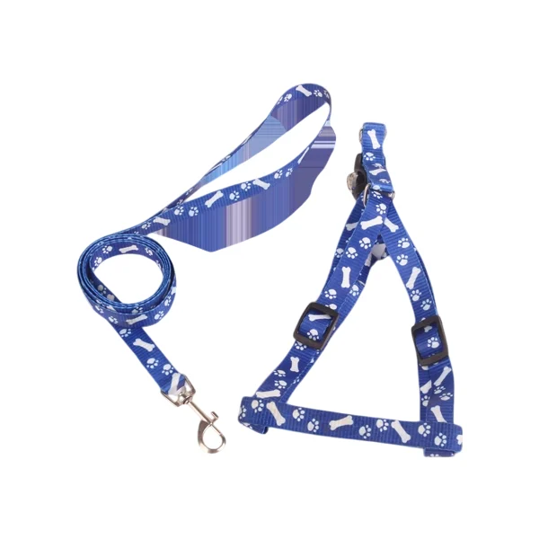 Σετ Σαμαράκι W1.0*L25-40cm και Οδηγός W1.0*L120cm για Σκύλους Small Μπλέ