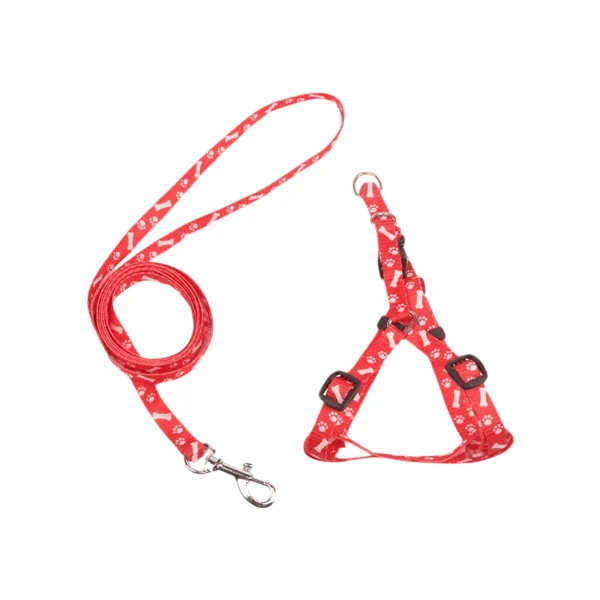Σετ Σαμαράκι W1.0*L25-40cm και Οδηγός W1.0*L120cm για Σκύλους Small Κόκκινο