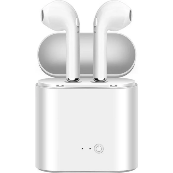 i7 Mini Earbud Bluetooth Handsfree Ακουστικά με Θήκη Φόρτισης Λευκά