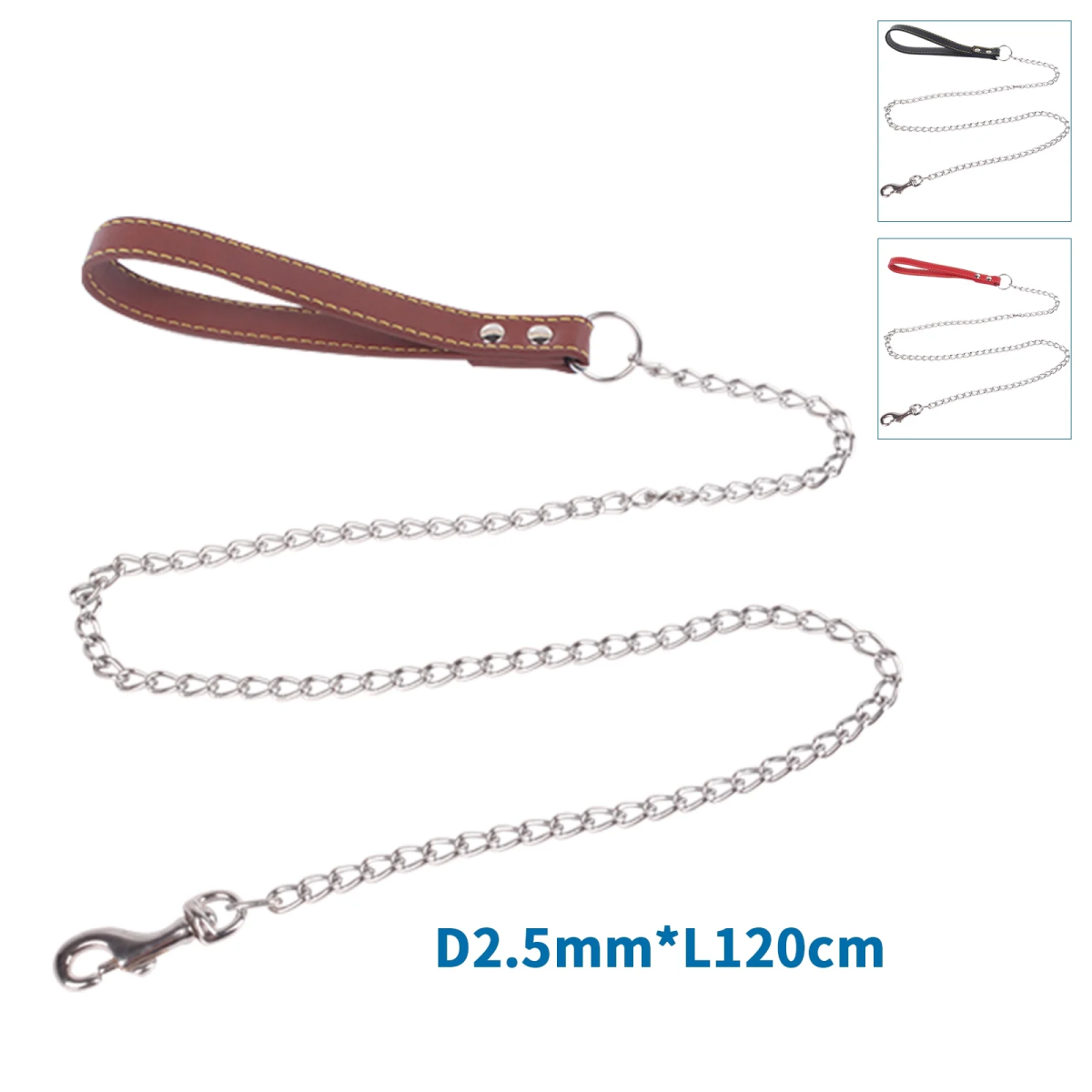 Λουρί Σκύλου με Αλυσίδα και Λαβή D0.25*L120cm Small Μαύρο