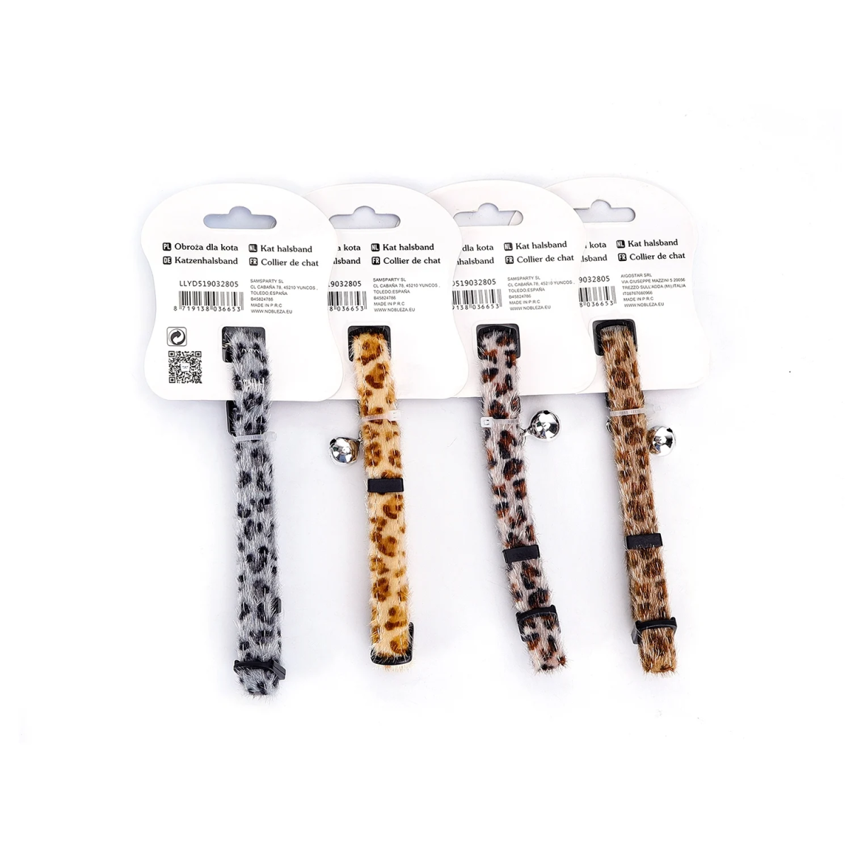 Περιλαίμιο με Καμπανάκι και Animal Print Leopard για Γάτες W1.0*L20-30cm
