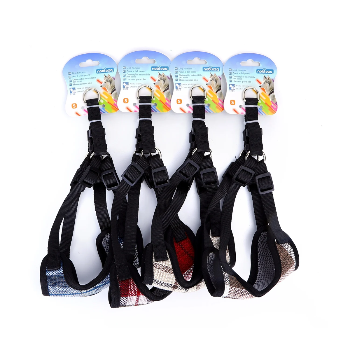 Σαμαράκι για Σκύλους με Σχέδιο Καρό Neck 43-50*Chest 45-60cm Small Κόκκινο