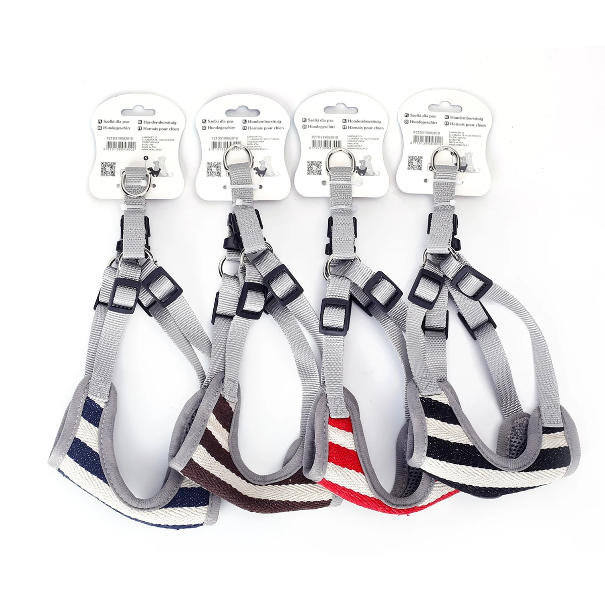 Σαμαράκι με Σχέδιο Stripes για Σκύλους Neck 43-50*Chest 45-60cm Small Μπλέ