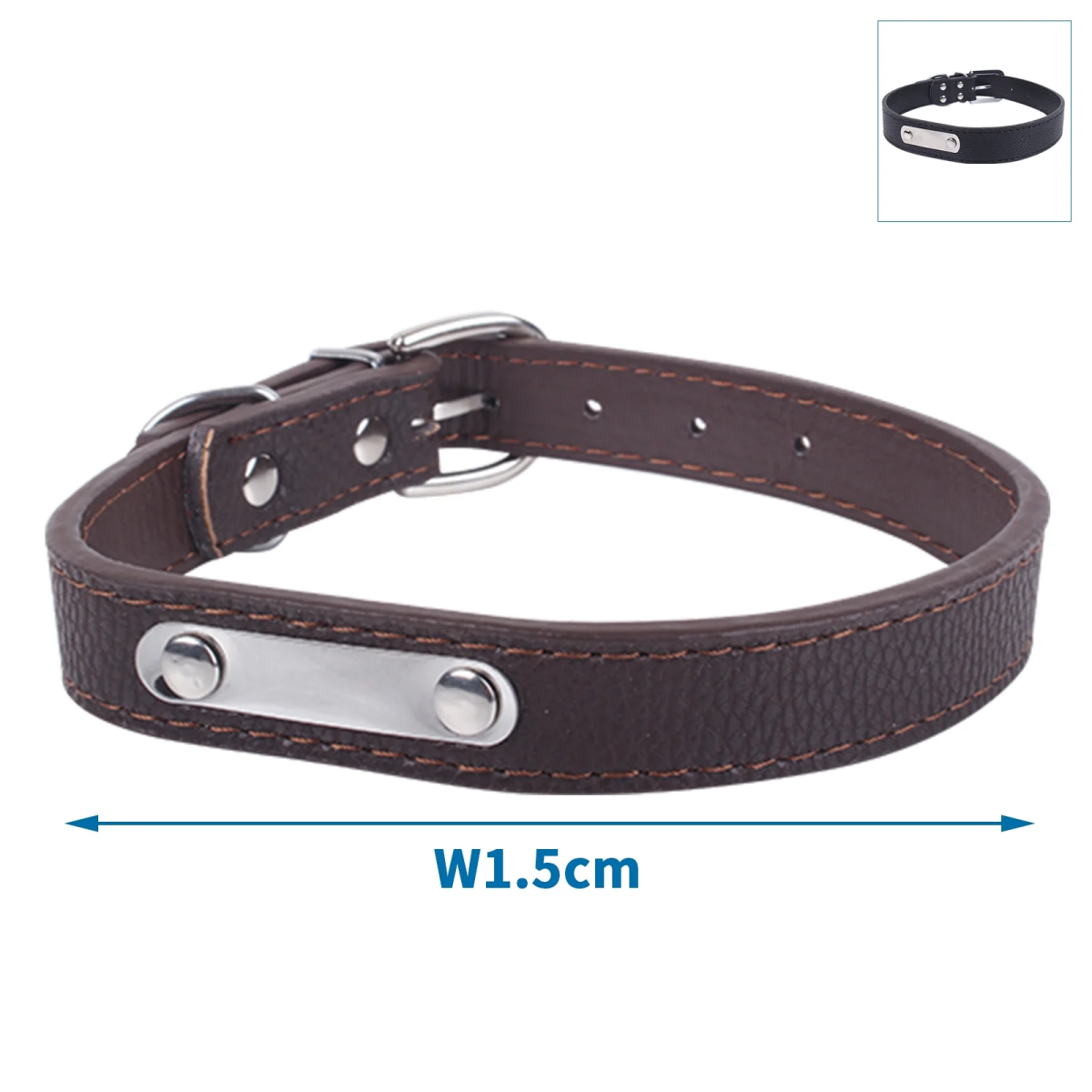 Περιλαίμιο για Σκύλους από PU Δέρμα W1.5*L25-32cm XS Μαύρο