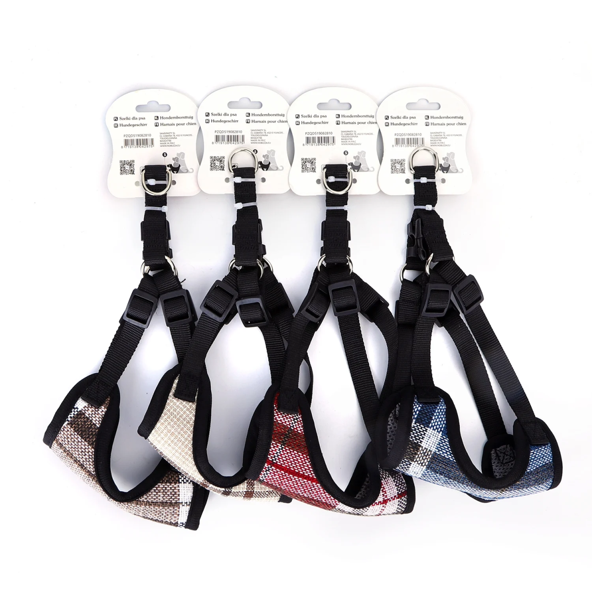 Σαμαράκι για Σκύλους με Σχέδιο Καρό Neck 43-50*Chest 45-60cm Small Κόκκινο