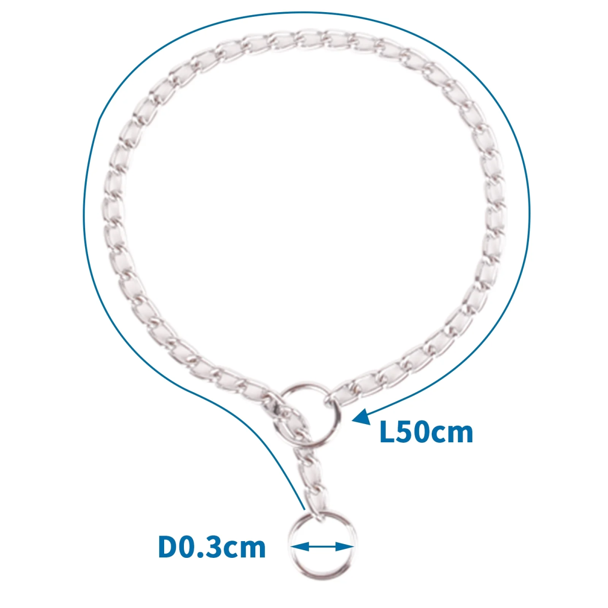 Αλυσίδα Περιλαίμιο για Σκύλους D0.3*L50cm Medium Ασημί