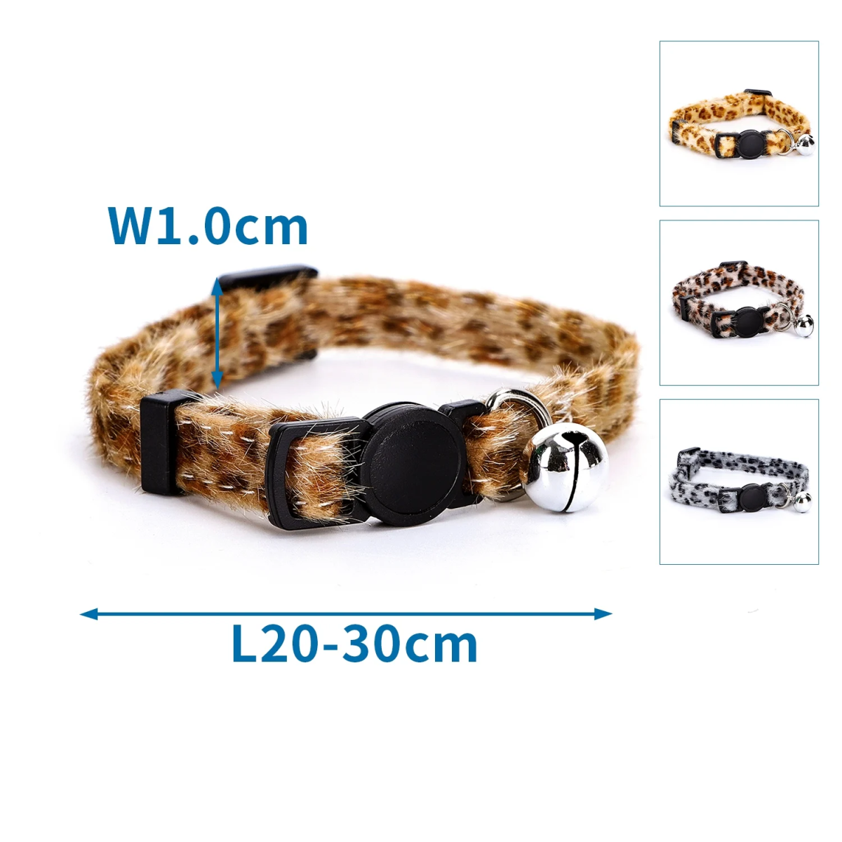 Περιλαίμιο με Καμπανάκι και Animal Print Leopard για Γάτες W1.0*L20-30cm